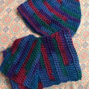#97 Colorful Striped knitted Kids Hat n Scarf